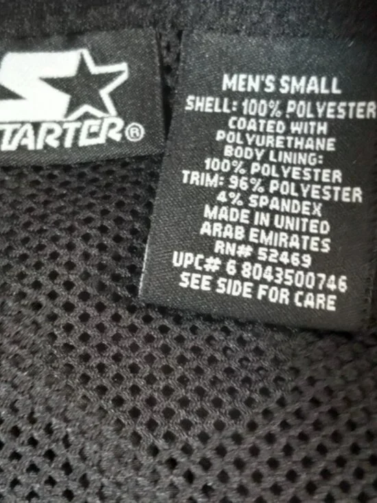 Mens STARTER Black Windbreaker Jacket Size S - Picture 4 of 7